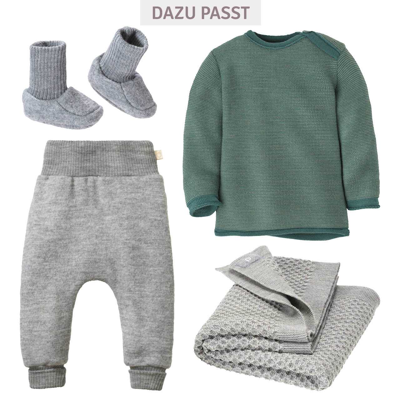 Pullover Baby Schurwolle eukalyptus-jade meliert