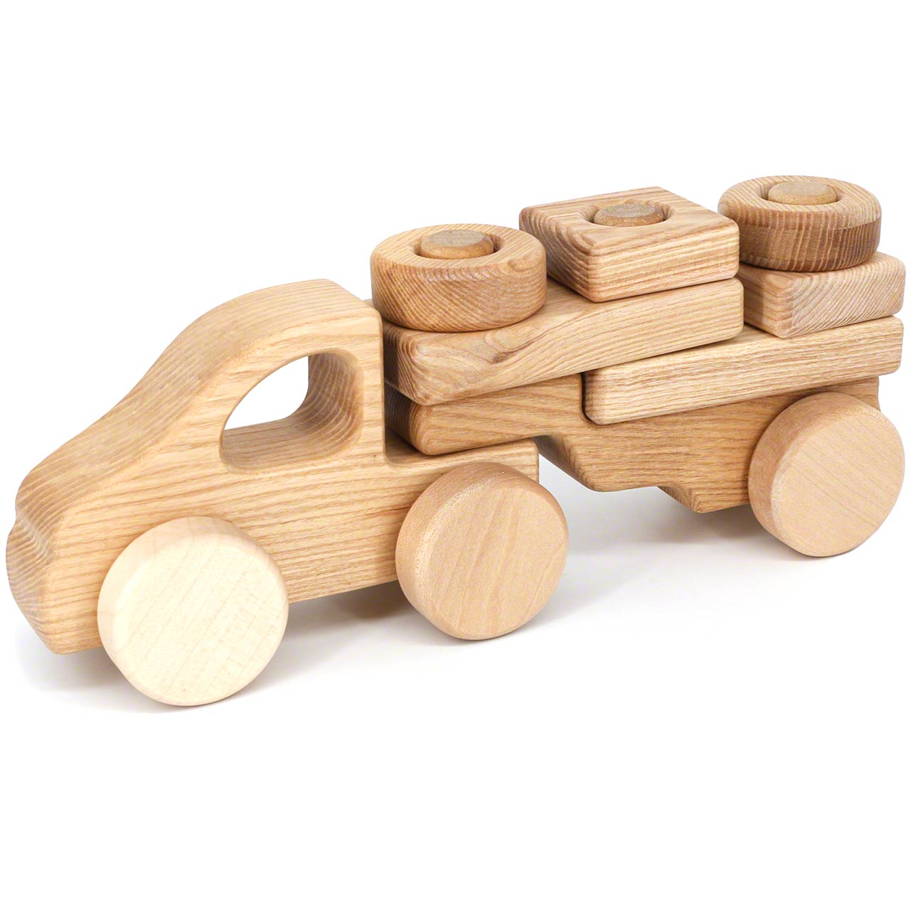 Steckspielzeug Holzauto mit Anhänger – ab 10 Monaten Steckspielzeug Holzauto mit Anhänger – ab 10 Monaten