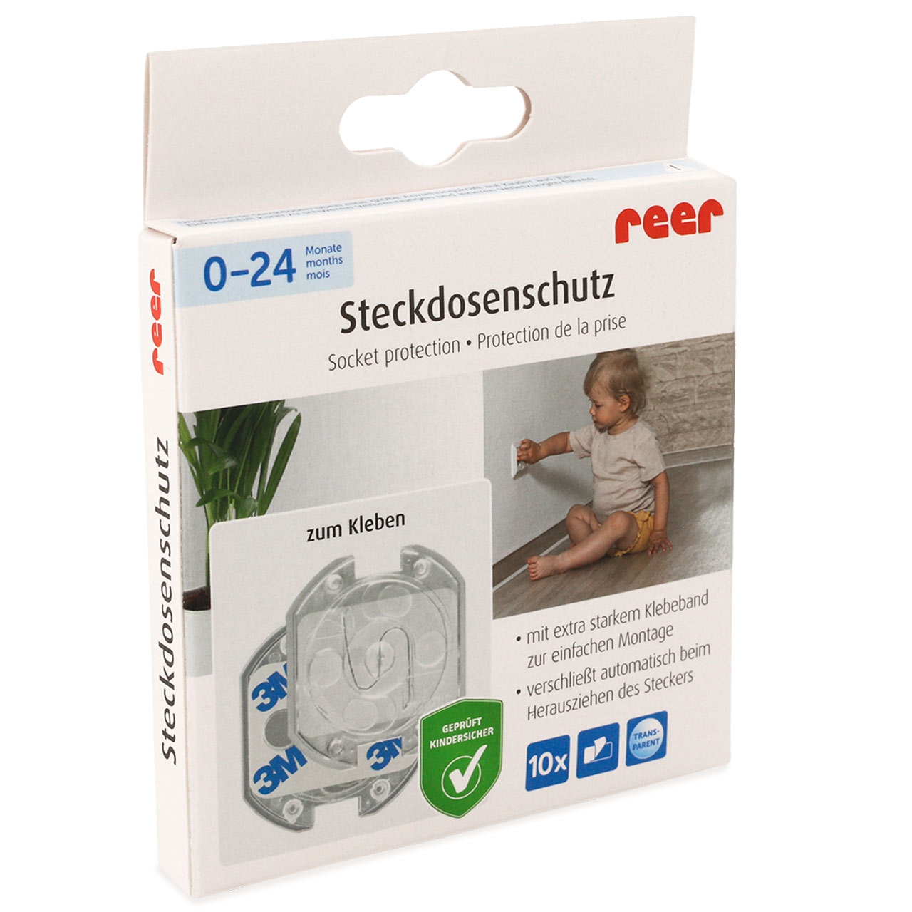 Steckdosenschutz klebbar 10 Stück - transparent