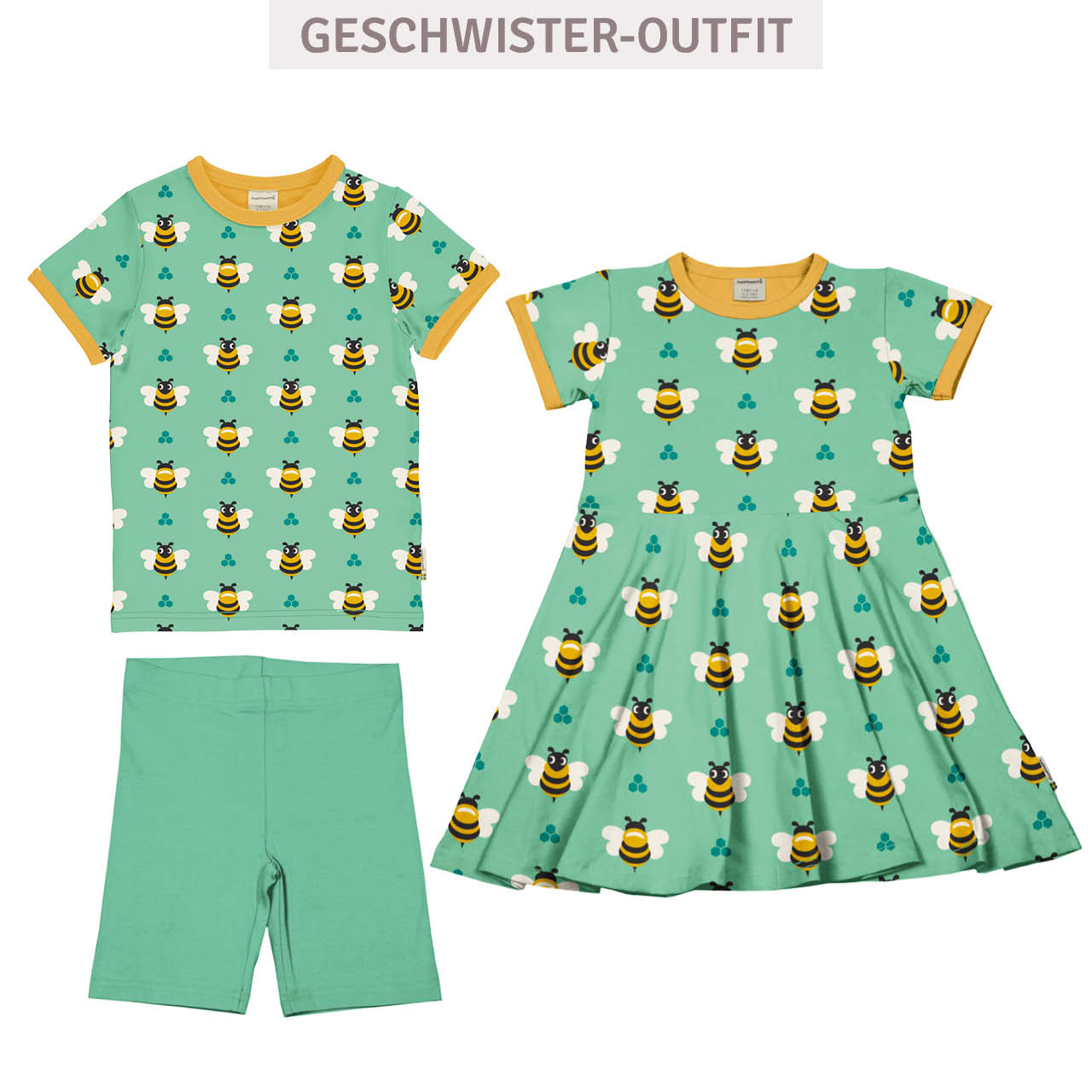 Sommerliches Kurzarmshirt Bienen türkis