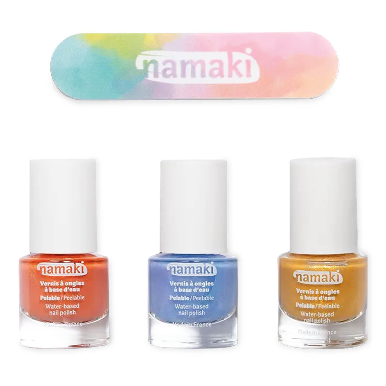 Kinder Nagellack 3er Set Koralle, Lavendelblau, Gold
