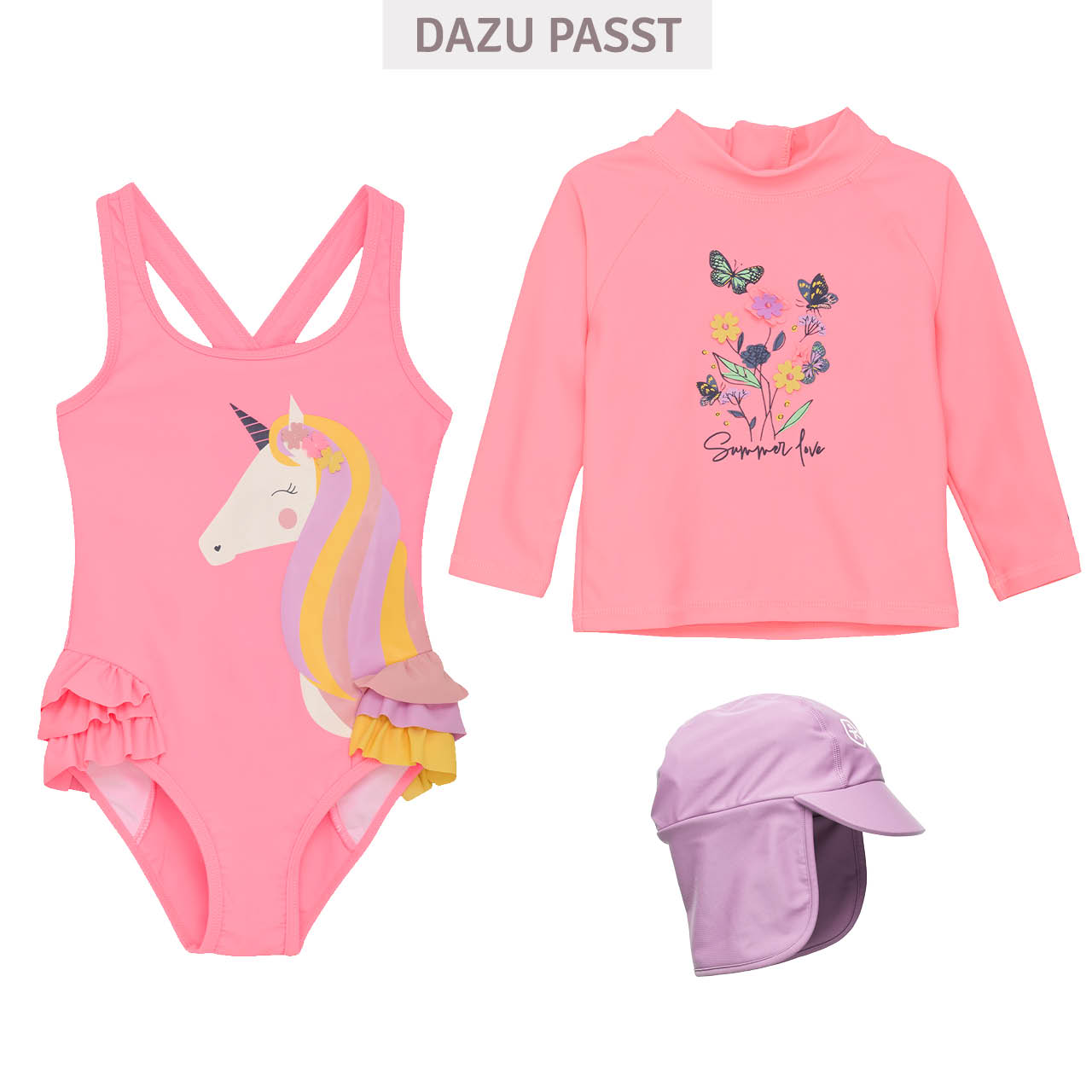 Badeanzug Stretch Einhorn rosa