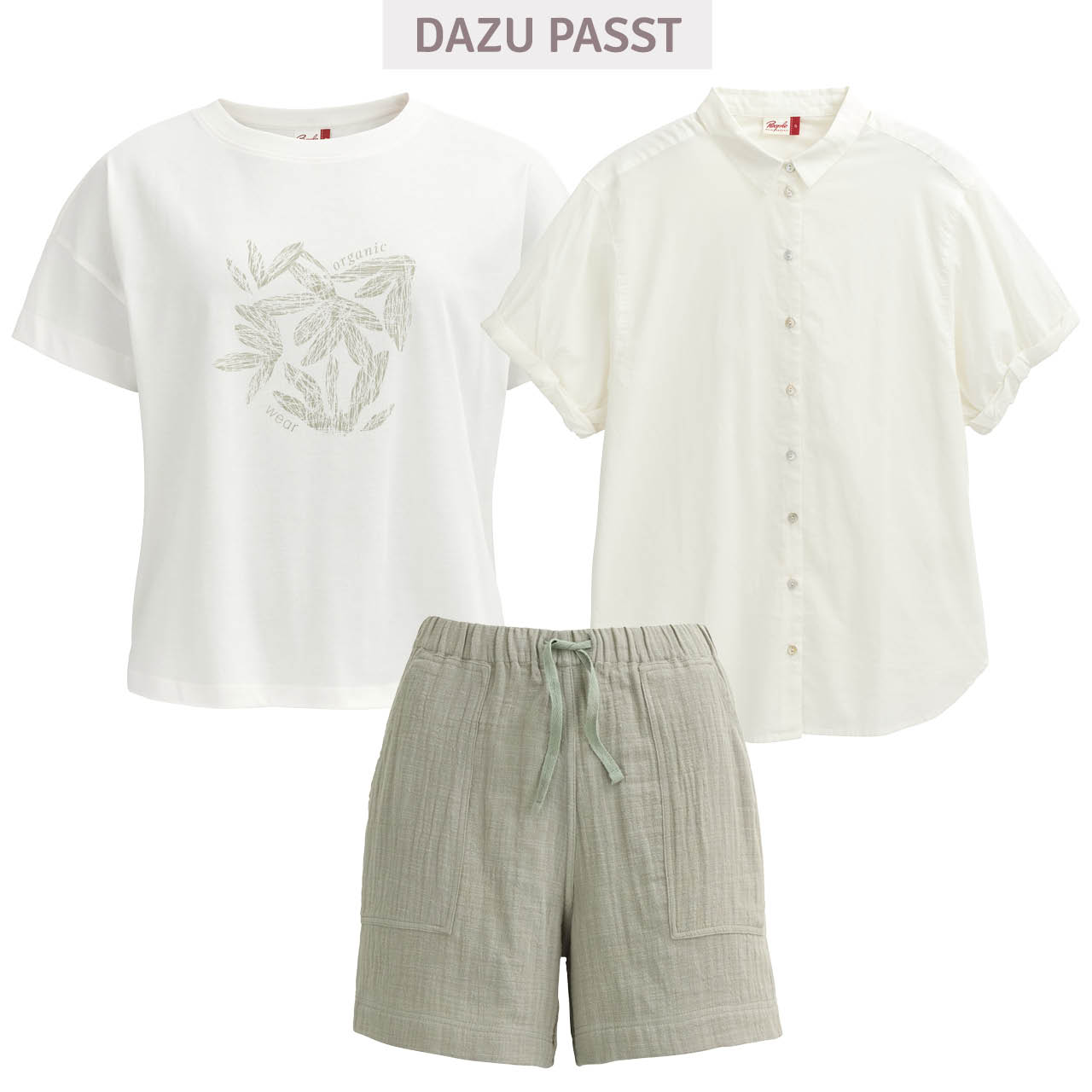Luftige Damen Musselin Shorts khaki