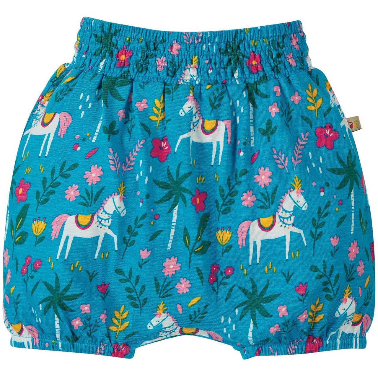 Leichte Mädchen Shorts Pferde blau