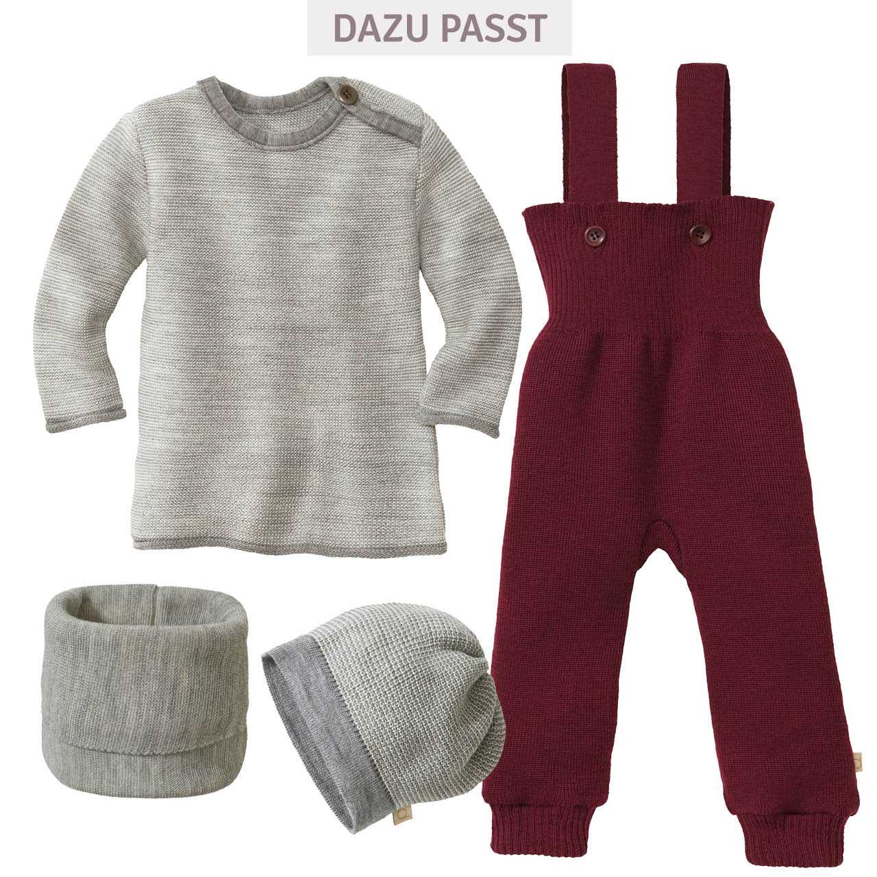 Pullover Baby Schurwolle grau meliert