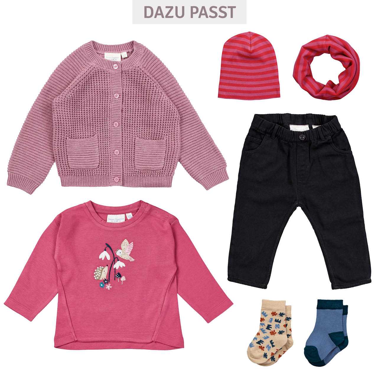 Schlauchschal Streifen pink-rot