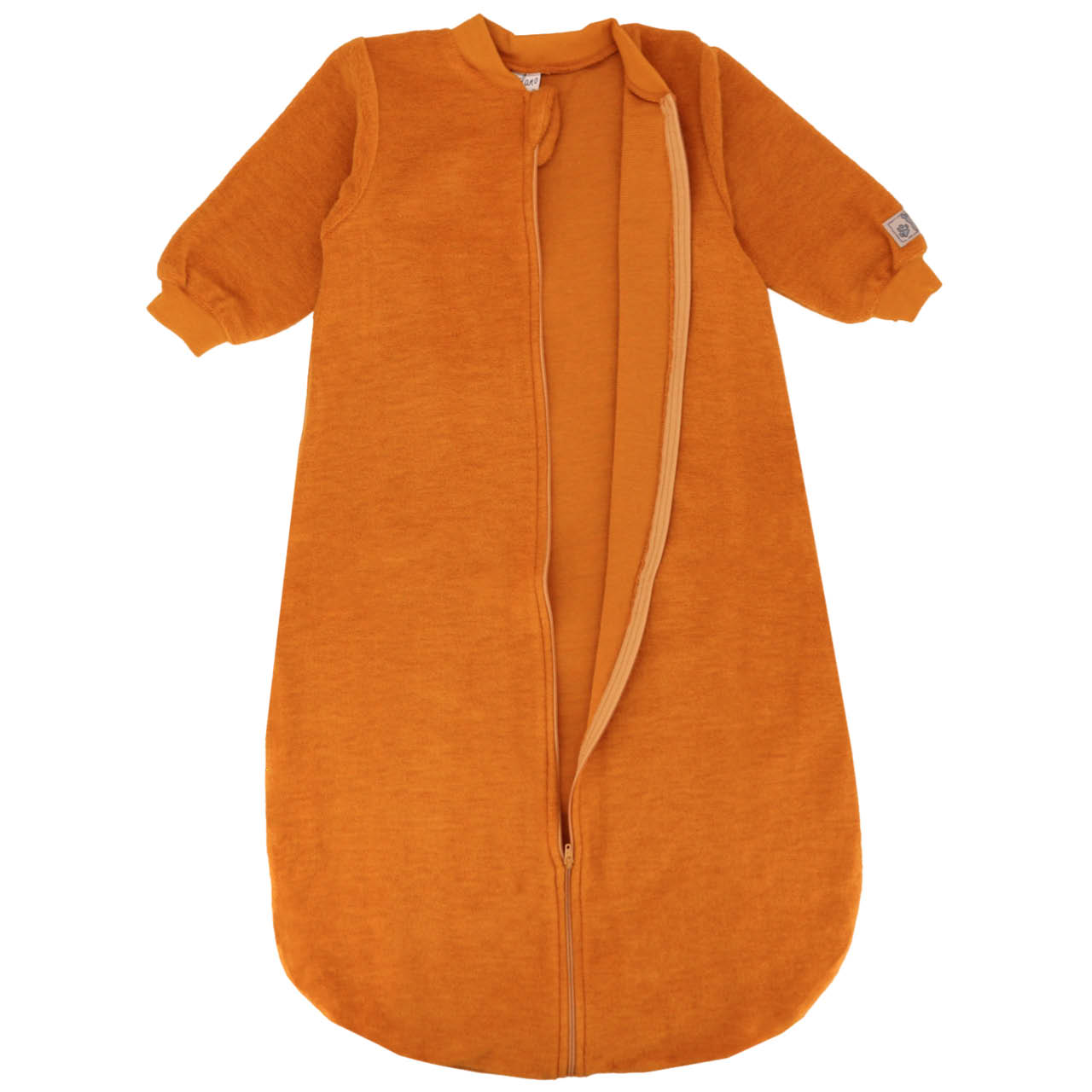 Babyschlafsack Wollplüsch langarm curry