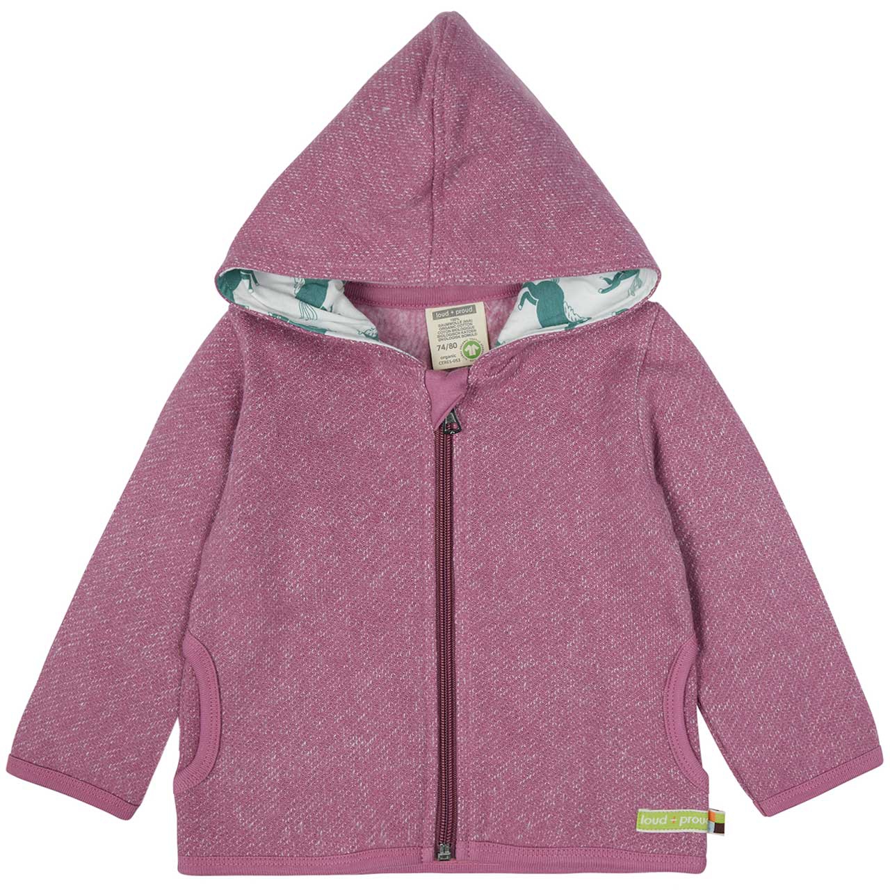 Kuschelige Strick Kapuzenjacke pink meliert