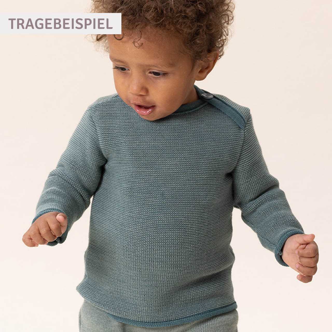 Pullover Baby Schurwolle taubenblau-indigo meliert