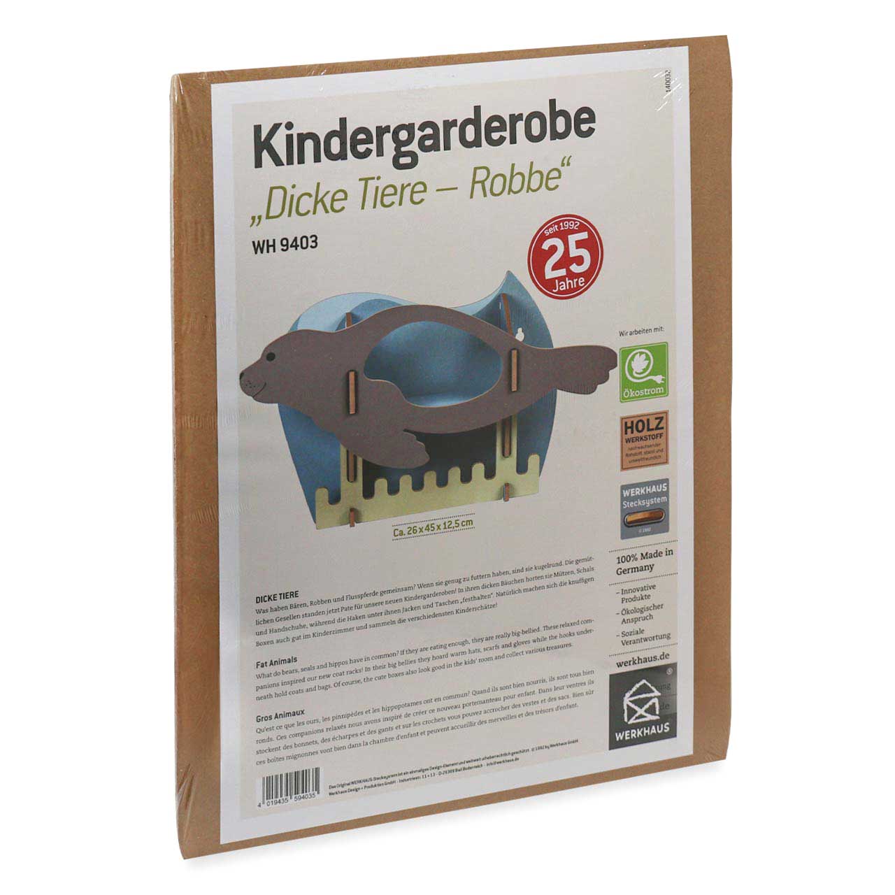 Kindergarderobe Robbe – Wandgarderobe mit 7 Haken