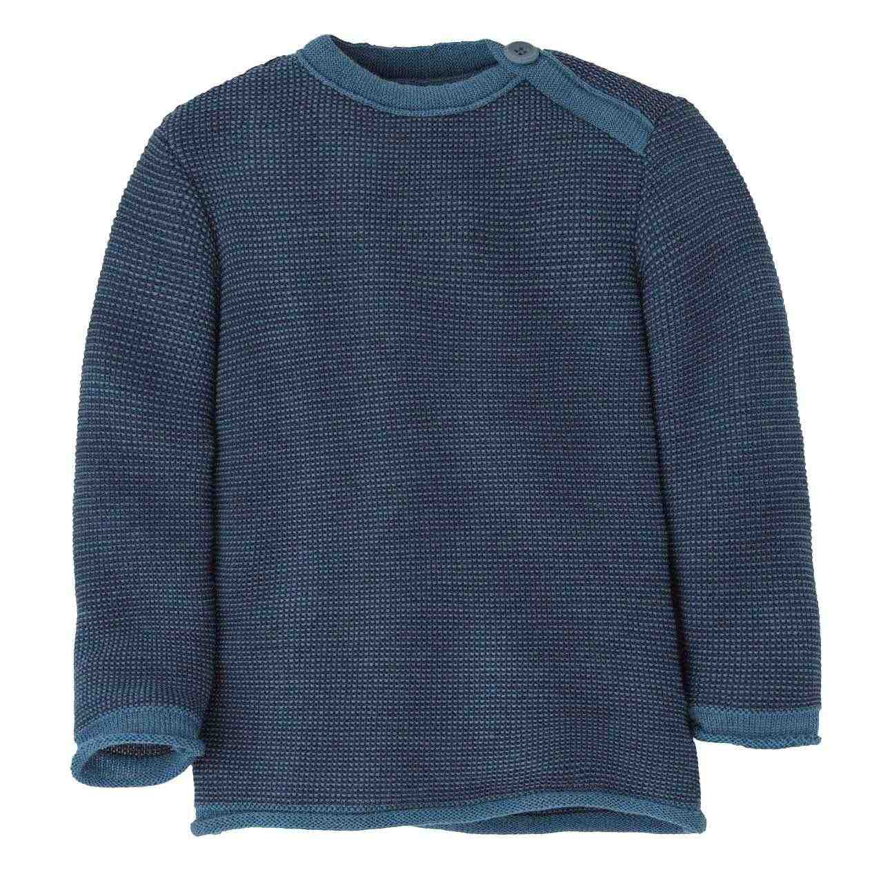 Pullover Baby Schurwolle taubenblau-indigo meliert