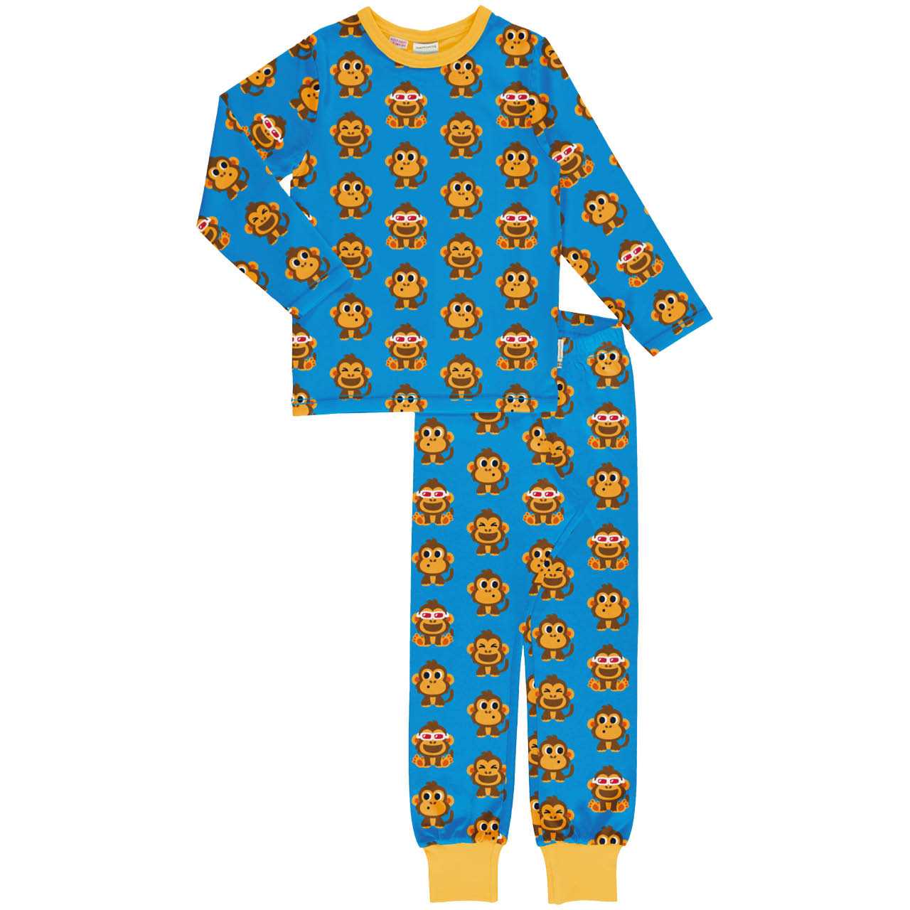 Schlafanzug Affen langarm blau