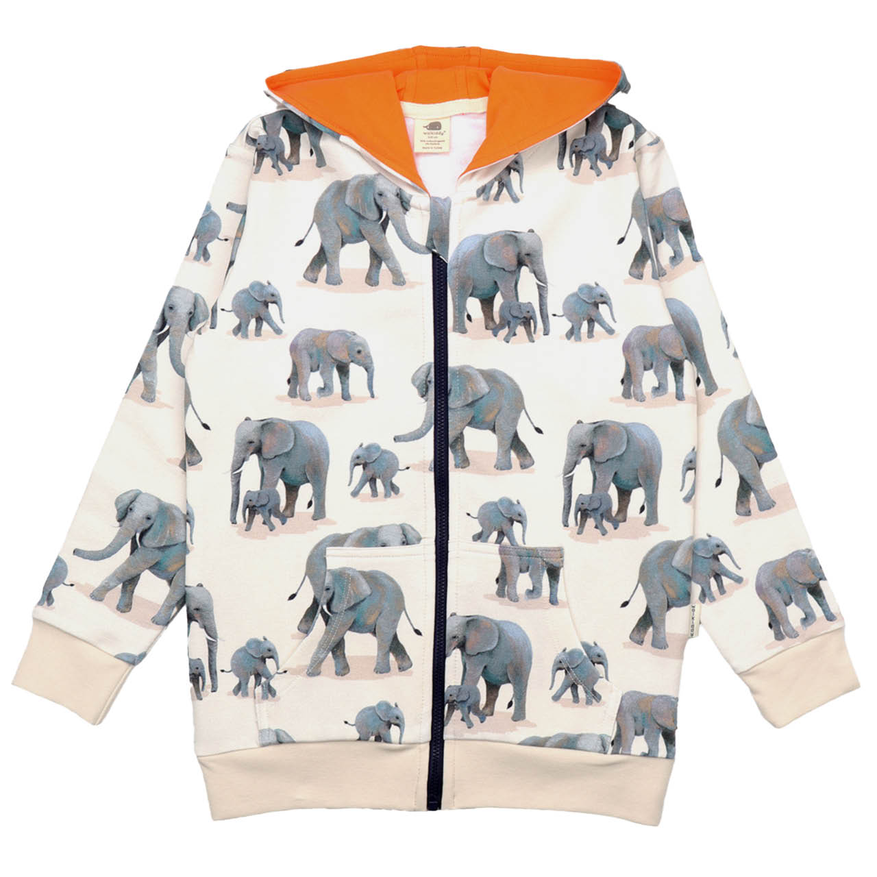 Leichte Sweatjacke Elefanten-Alloverdruck creme