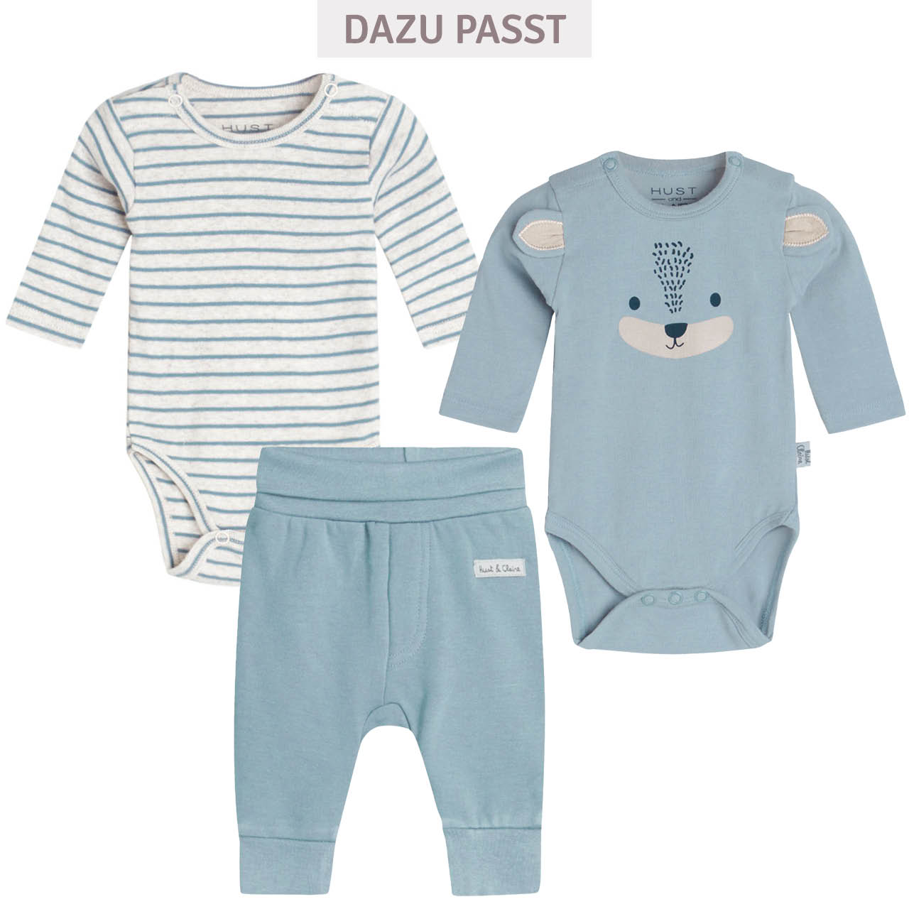 Baby Jogginghose Waldtiergesicht blau