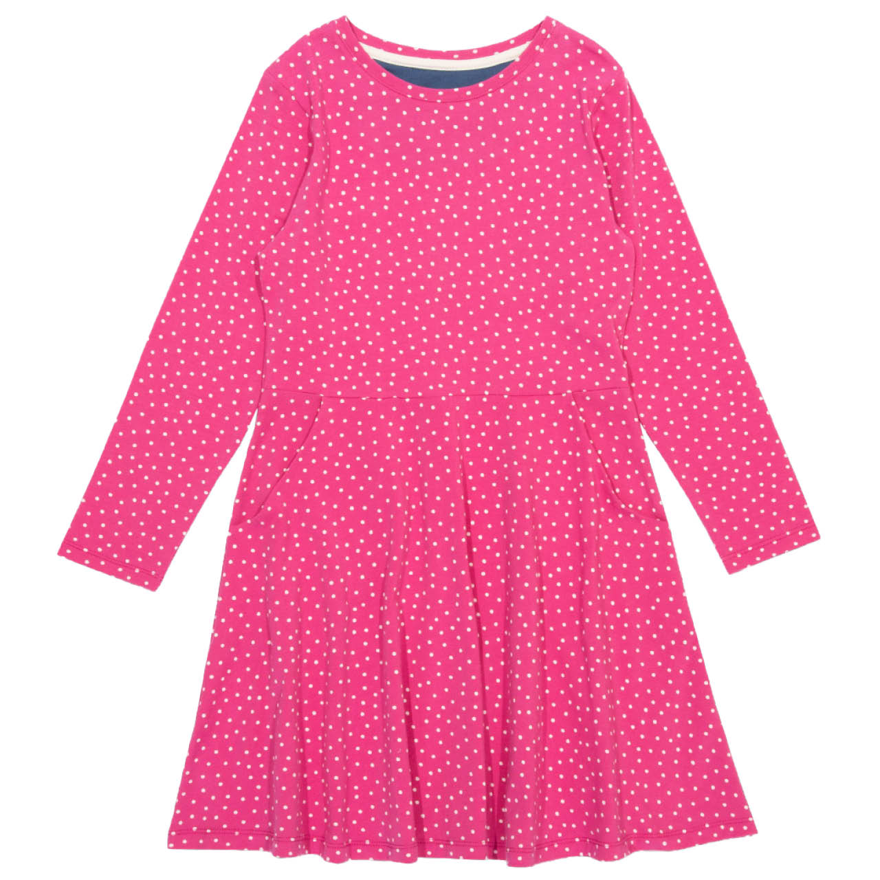 Punkte Skater Kleid langarm pink