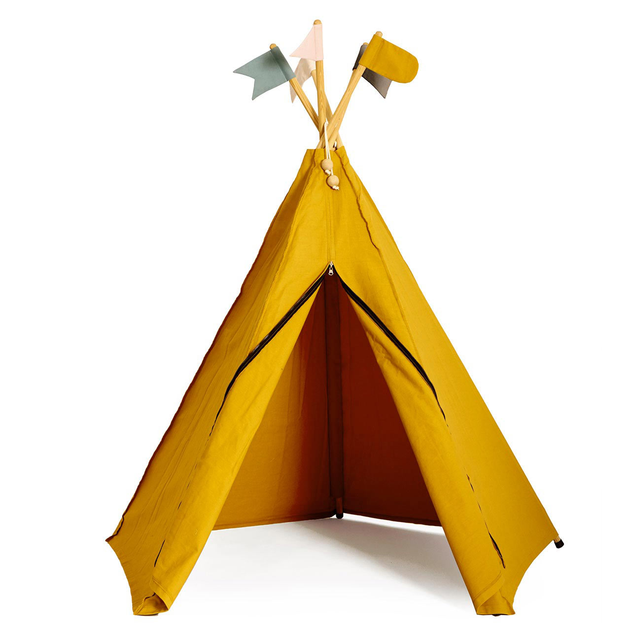 Kinder Tipi Bio Baumwolle 135 x 135 x 150 cm gelb