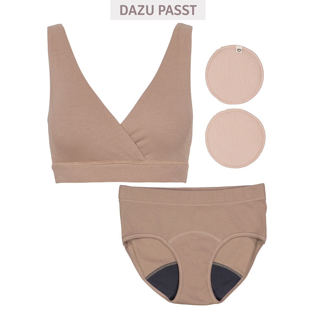 Damen Rippe Perioden Slip beige