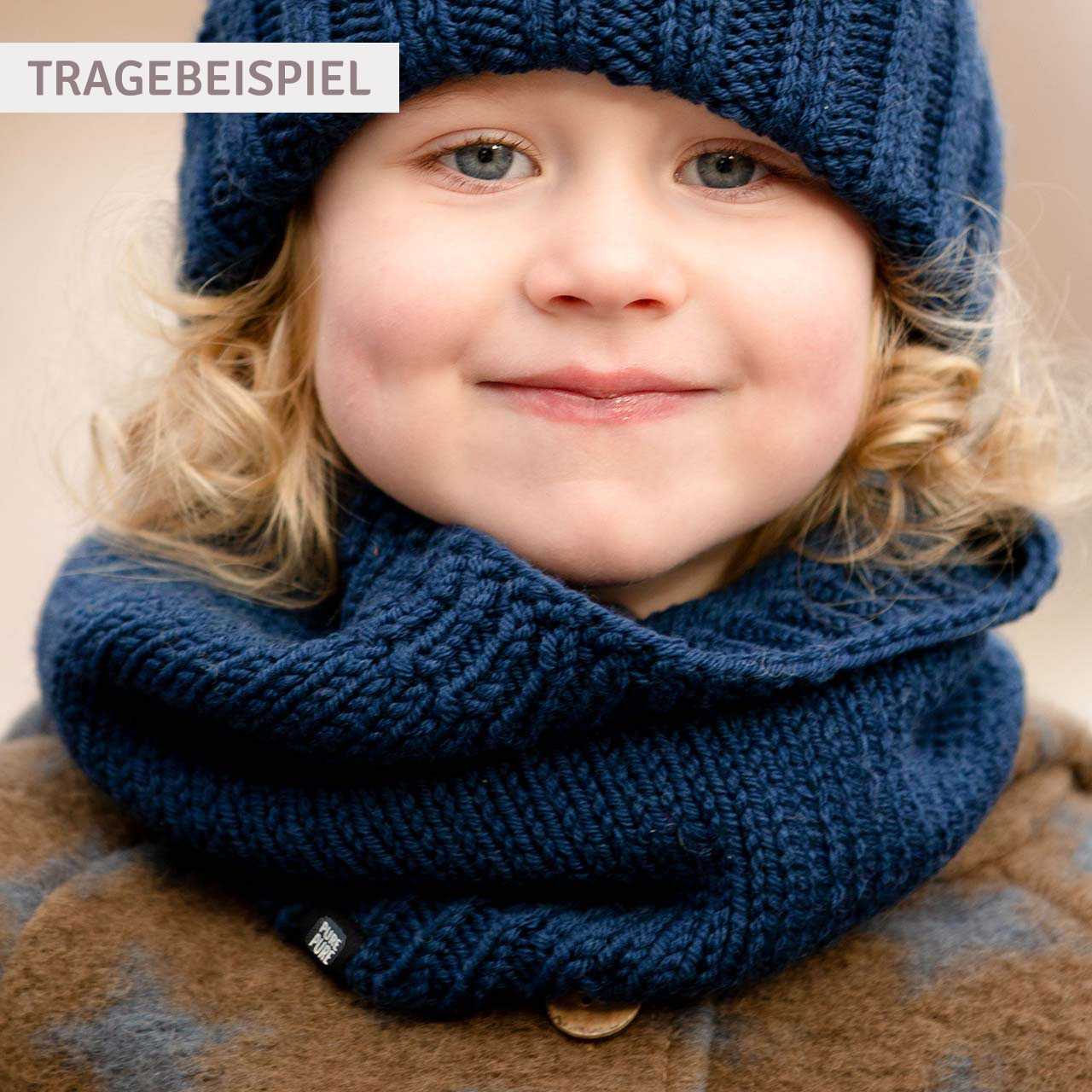 Schlauschal gestrickt Wolle 5-14 Jahre dunkelbeige