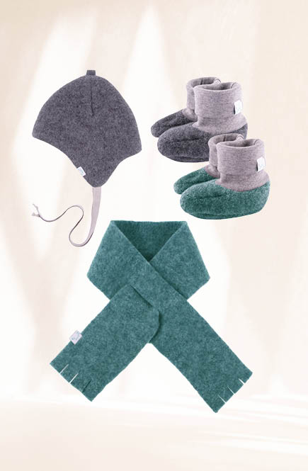 Warme Wollfleece Babyschuhe anthrazit