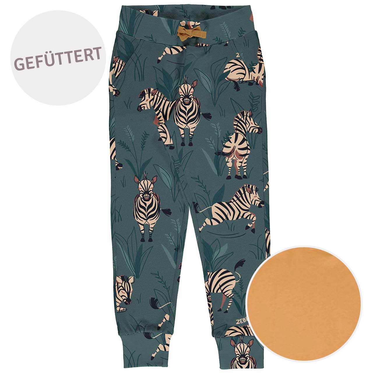 Gefütterte Hose Zebra grün-blau