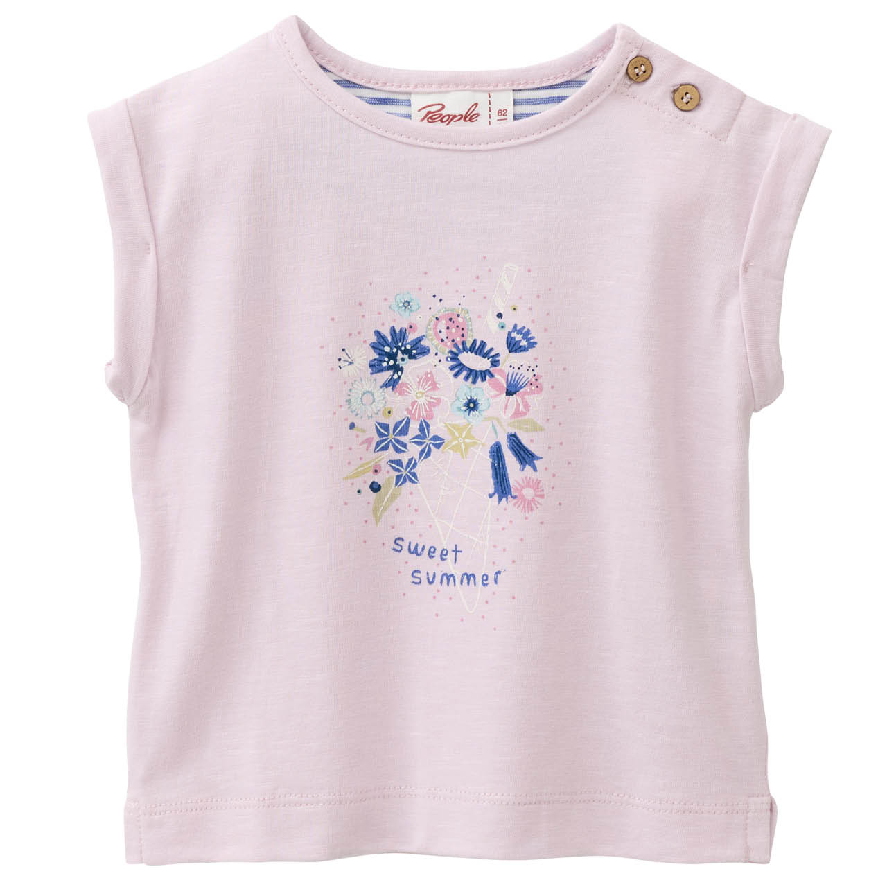 Weiches T-Shirt Blumenprint hellrosa