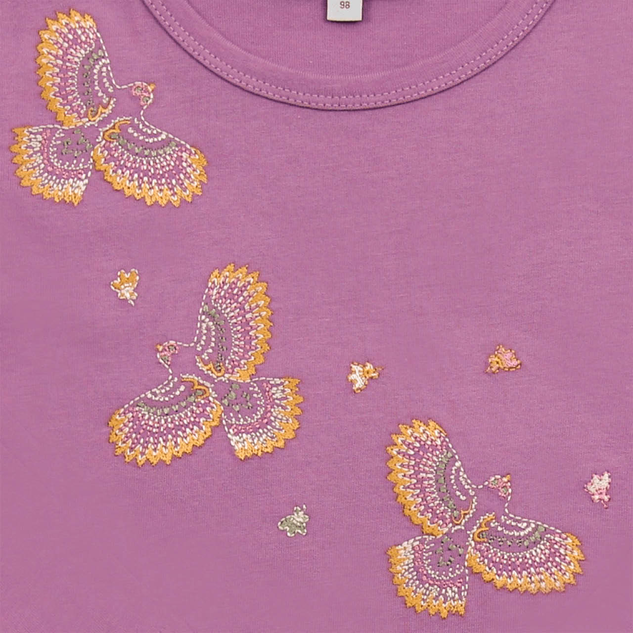 Langarmshirt Vogel-Stickerei violett