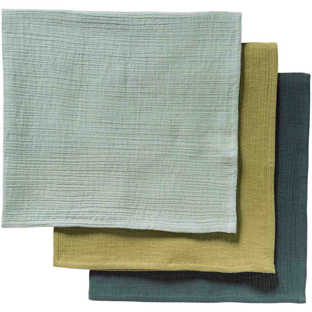 Mulltuch 3er Pack 65 x 65 cm balsamgrün, salbei, mint