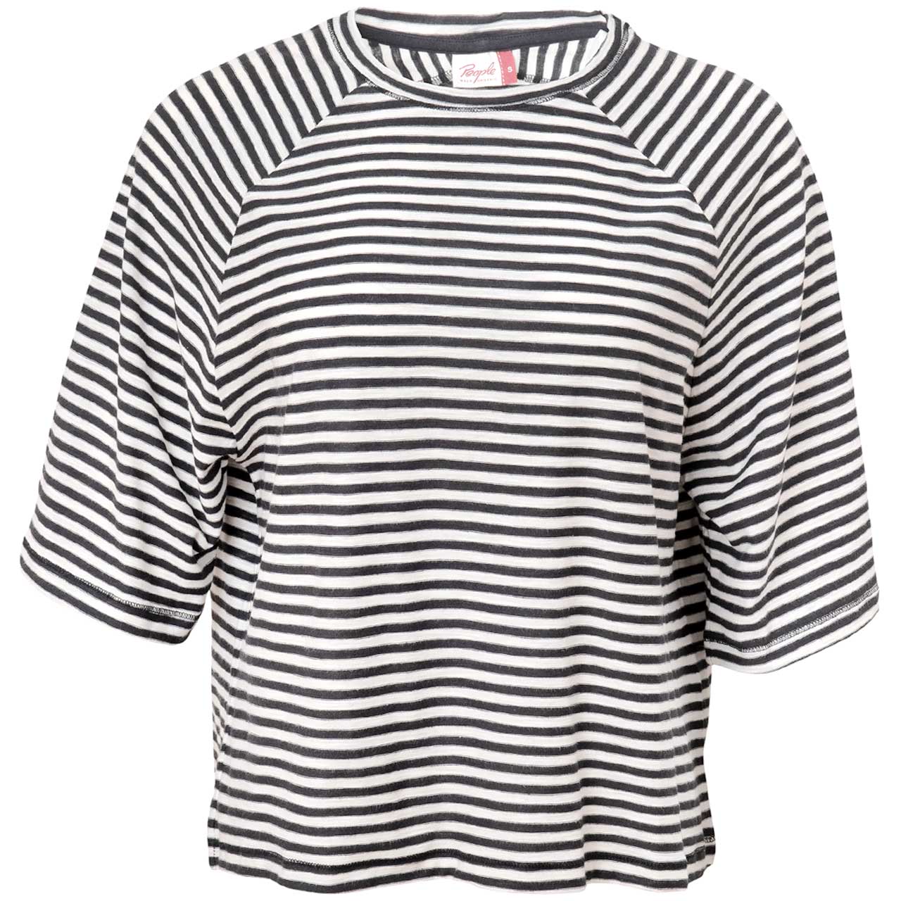 Lockeres Halbarm-Shirt schwarz-weiß gestreift Lockeres Halbarm-Shirt schwarz-weiß gestreift