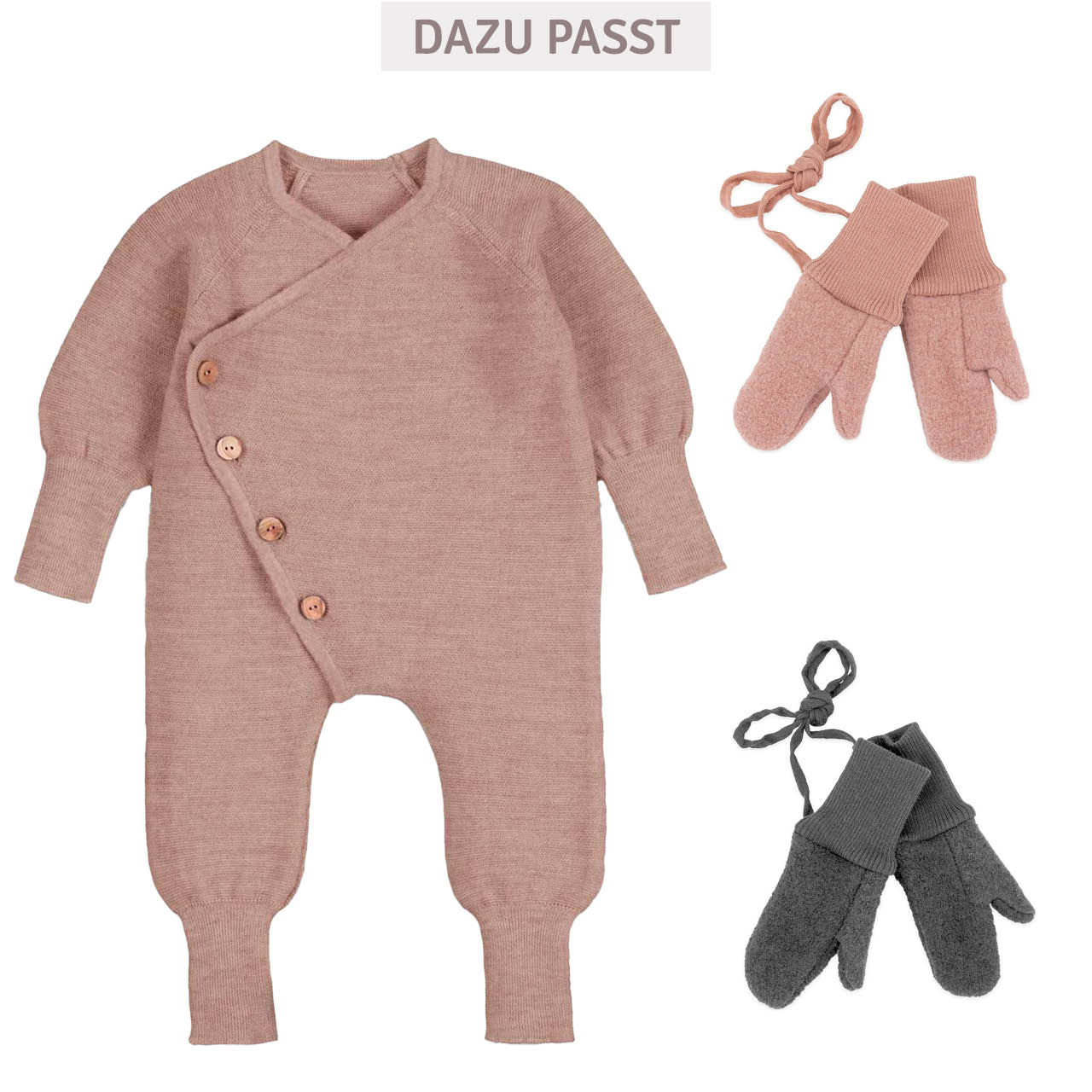 Baby Strickoverall aus Merinowolle, rose