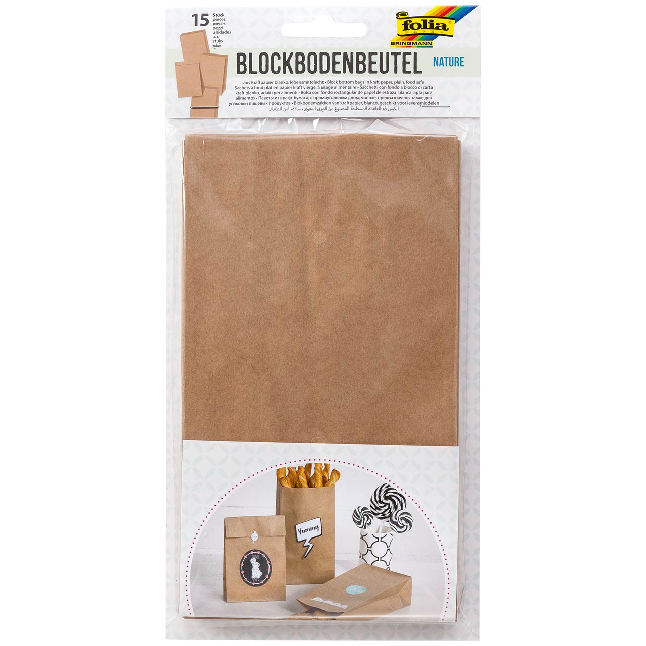 Blockbodenbeutel 12 x 21 cm – 15 Stück