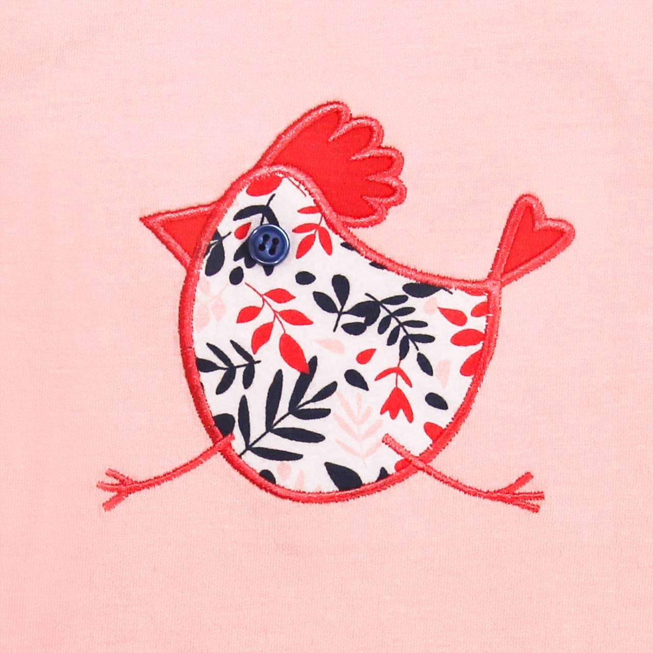 Rosa T-Shirt mit Druckknöpfen Huhn