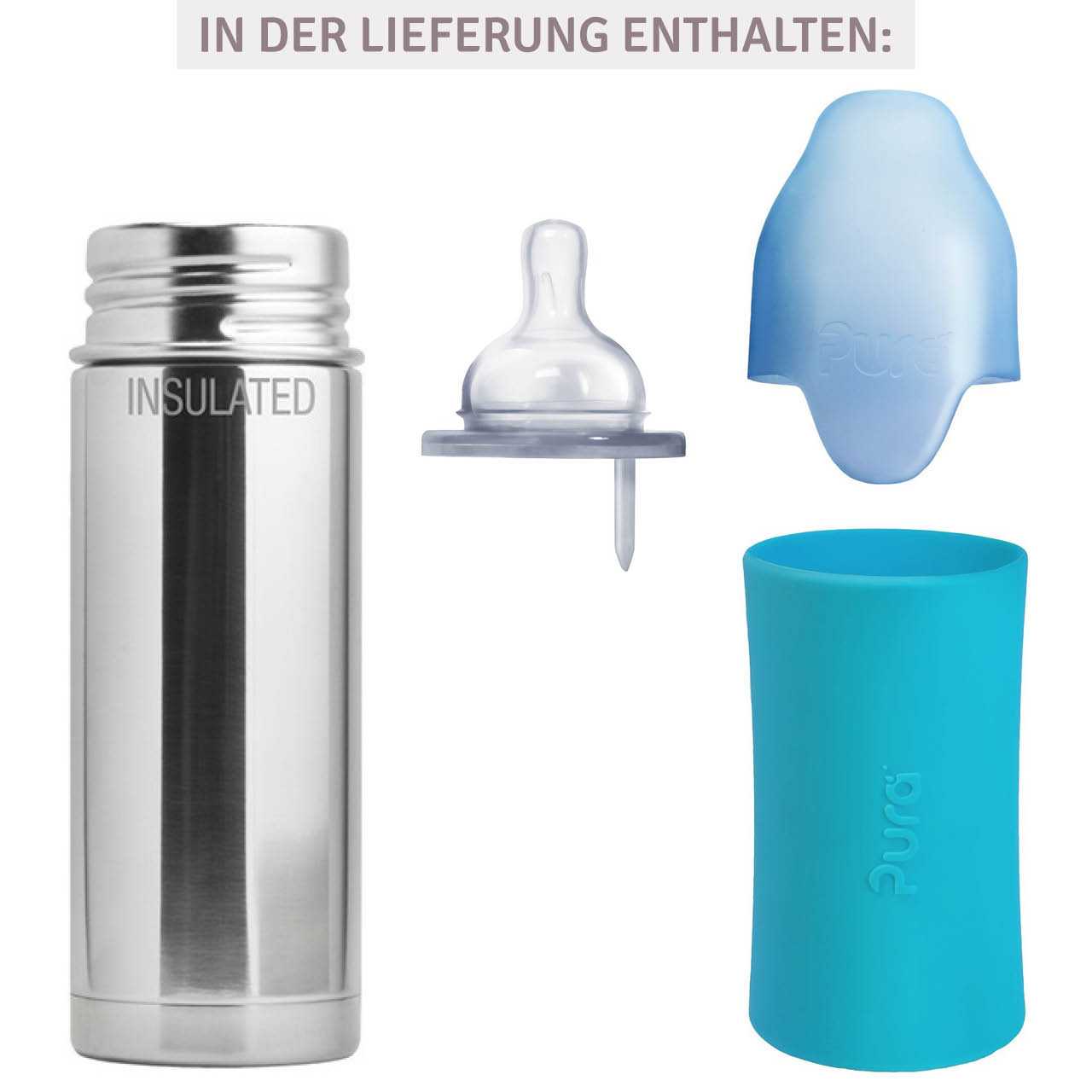 Thermo Babyflasche Lochgrösse mittel aqua-blau