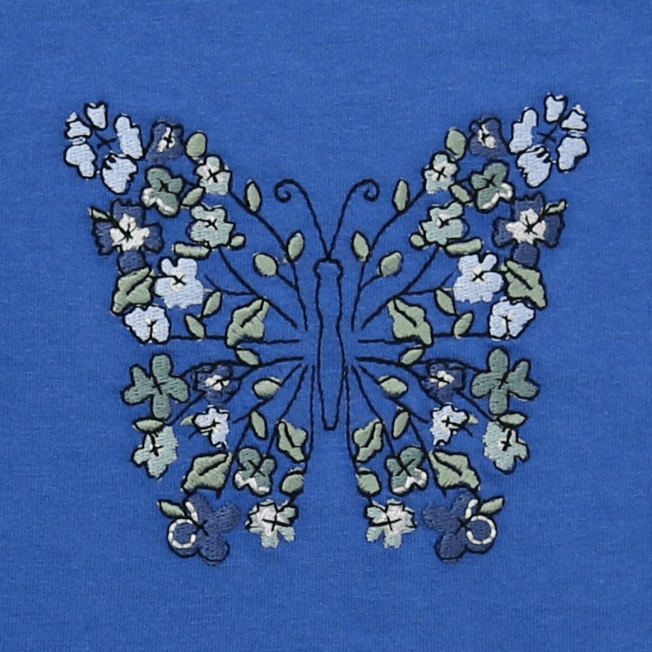 Langarmshirt Schmetterling-Stickerei marine