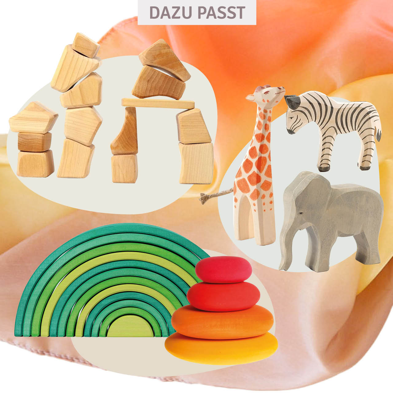 Spieltuch Seide Wüste-orange mittel 89 x 89 cm