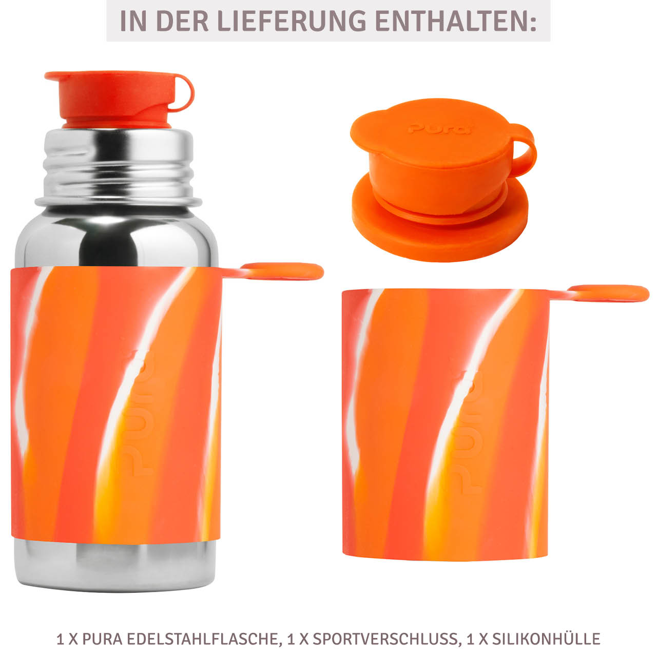 Trinkflasche Sportverschluss 550 ml orange swirl