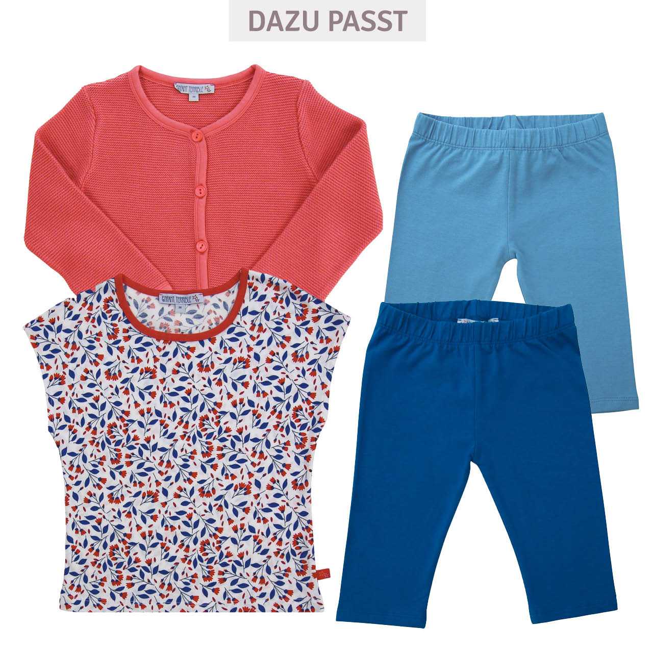 Sommer Shirt Blüten-Druck blau-rot