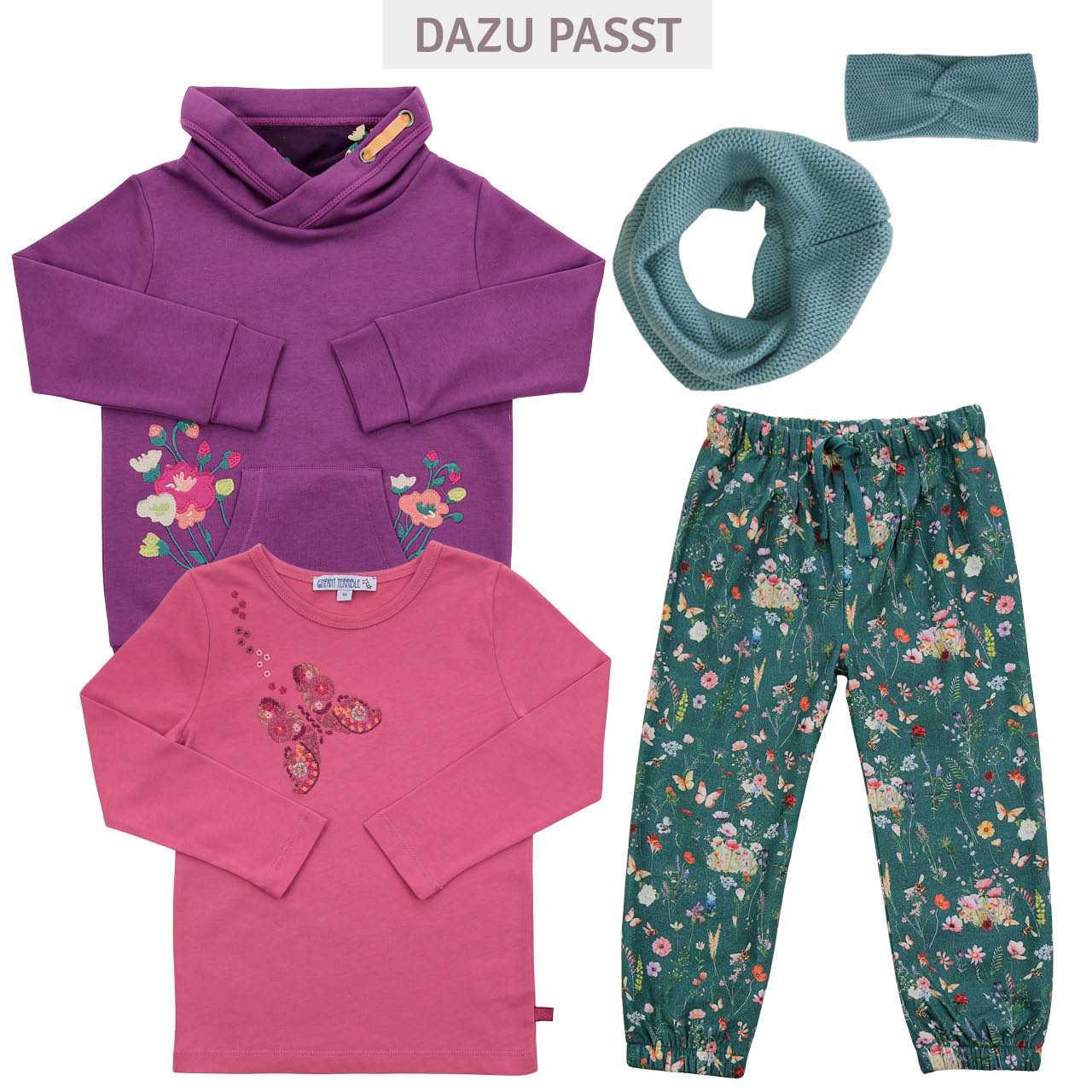 Webhose Jerseyfutter Blumen smaragdgrün