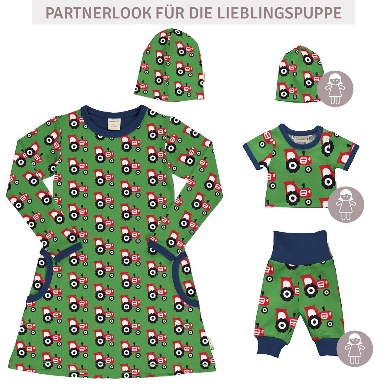 Puppenkleidung T-Shirt Traktor grün