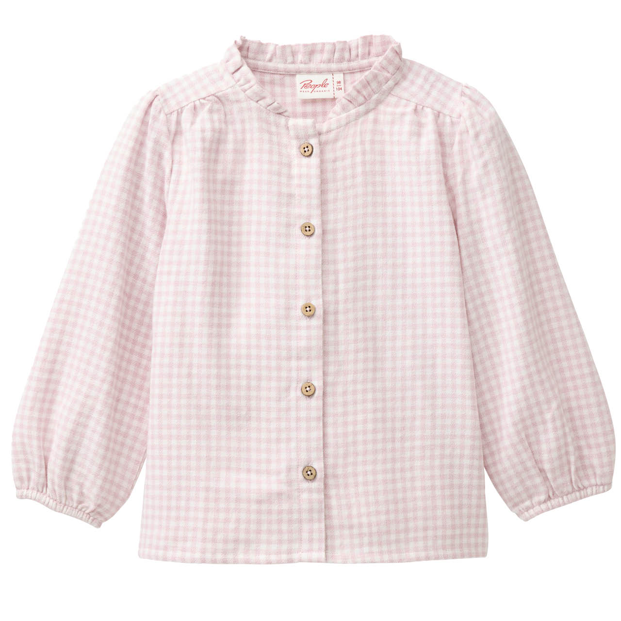 Karierte Rüschenkragen Bluse rosa