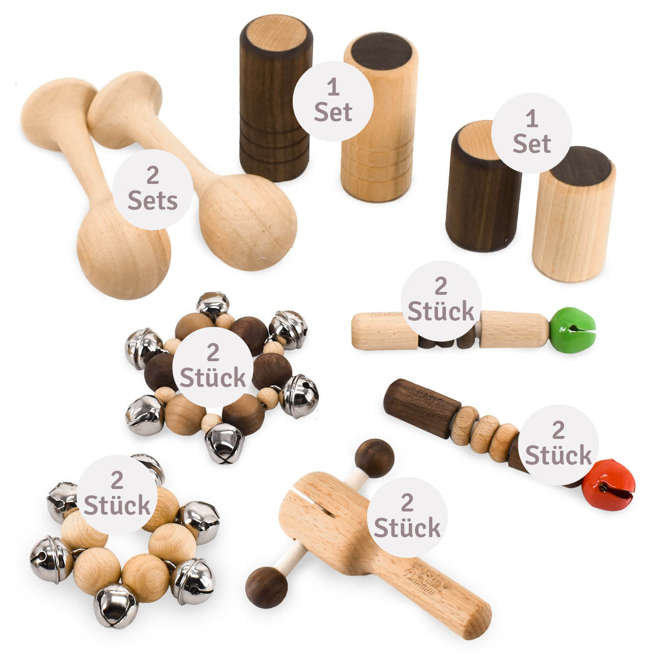 Grosses Percussion-Set ab 18 Monate – 18 Holz-Instrumente