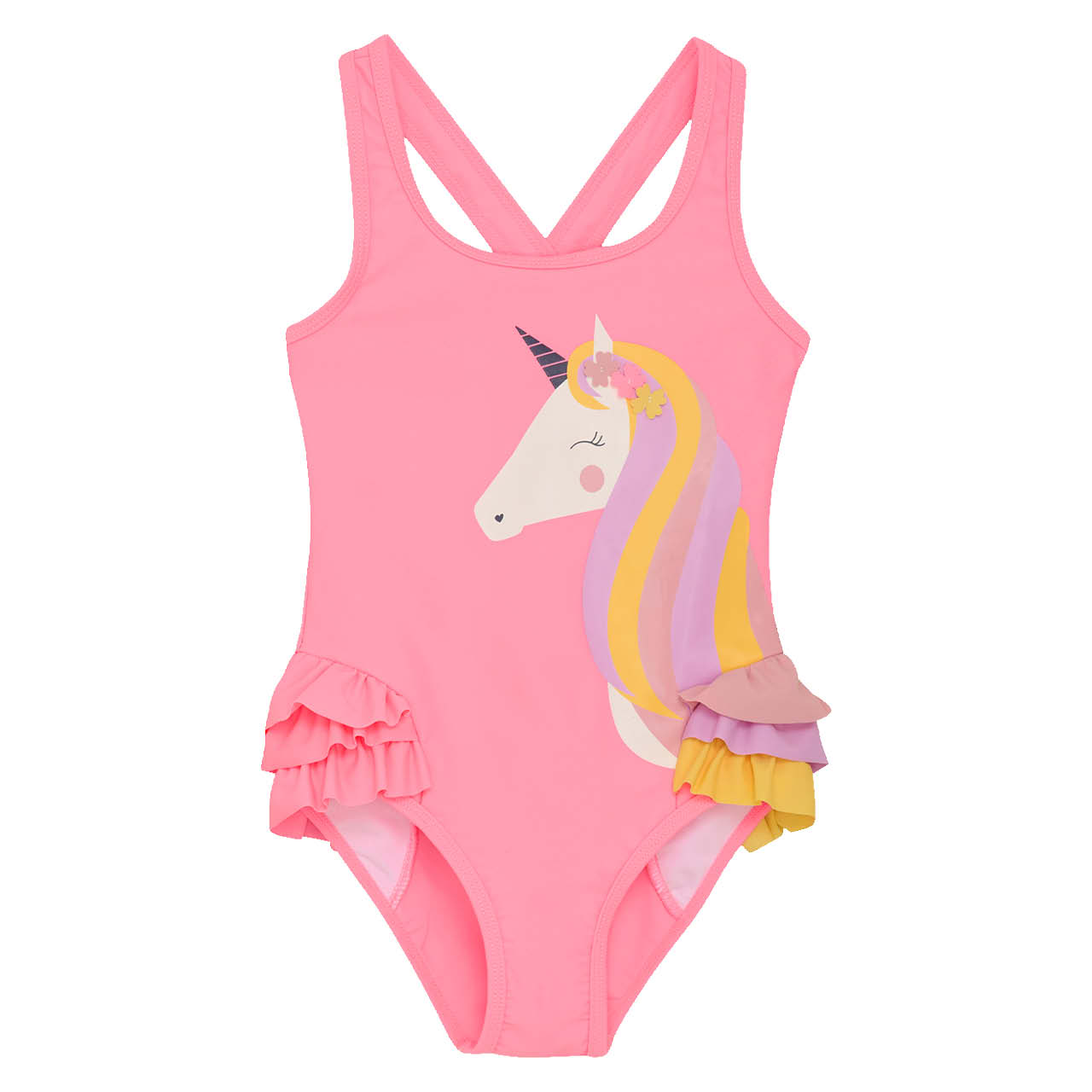 Badeanzug Stretch Einhorn rosa