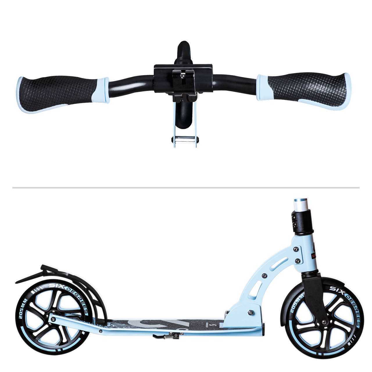 Alu Scooter ab 6 Jahre 35-100kg 205mm-Rädern Pastellblau