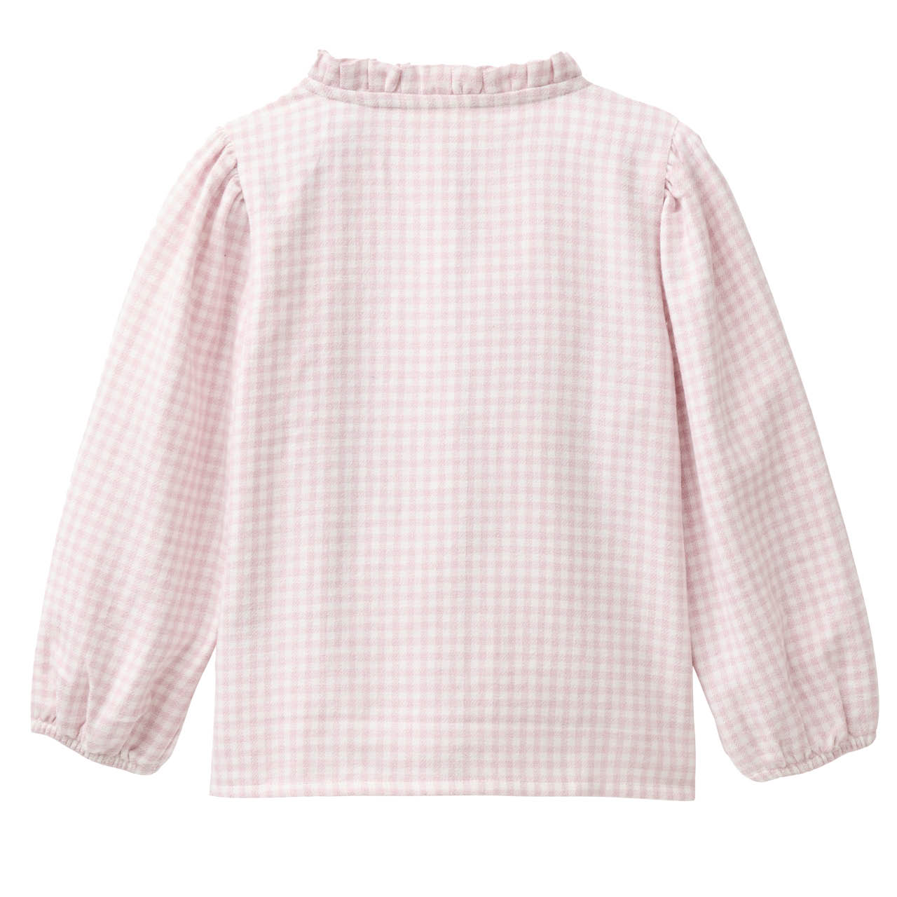 Karierte Rüschenkragen Bluse rosa