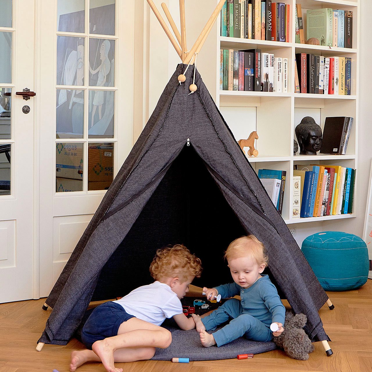 Kinder Tipi Bio Baumwolle 135 x 135 x 150 cm anthrazit