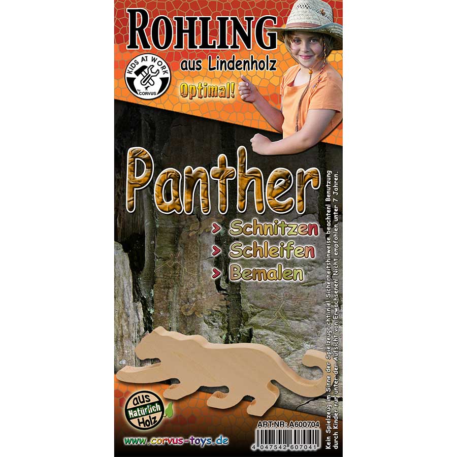 Schnitzrohling Holztier - Panther