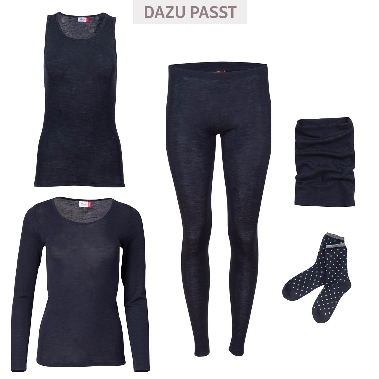 Damen Wolle Seide Leggings dunkelblau