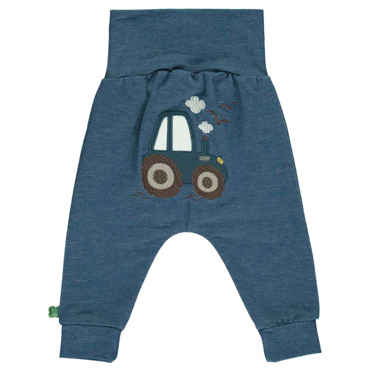 Krabbelhose Jeans-Optik Traktor blau