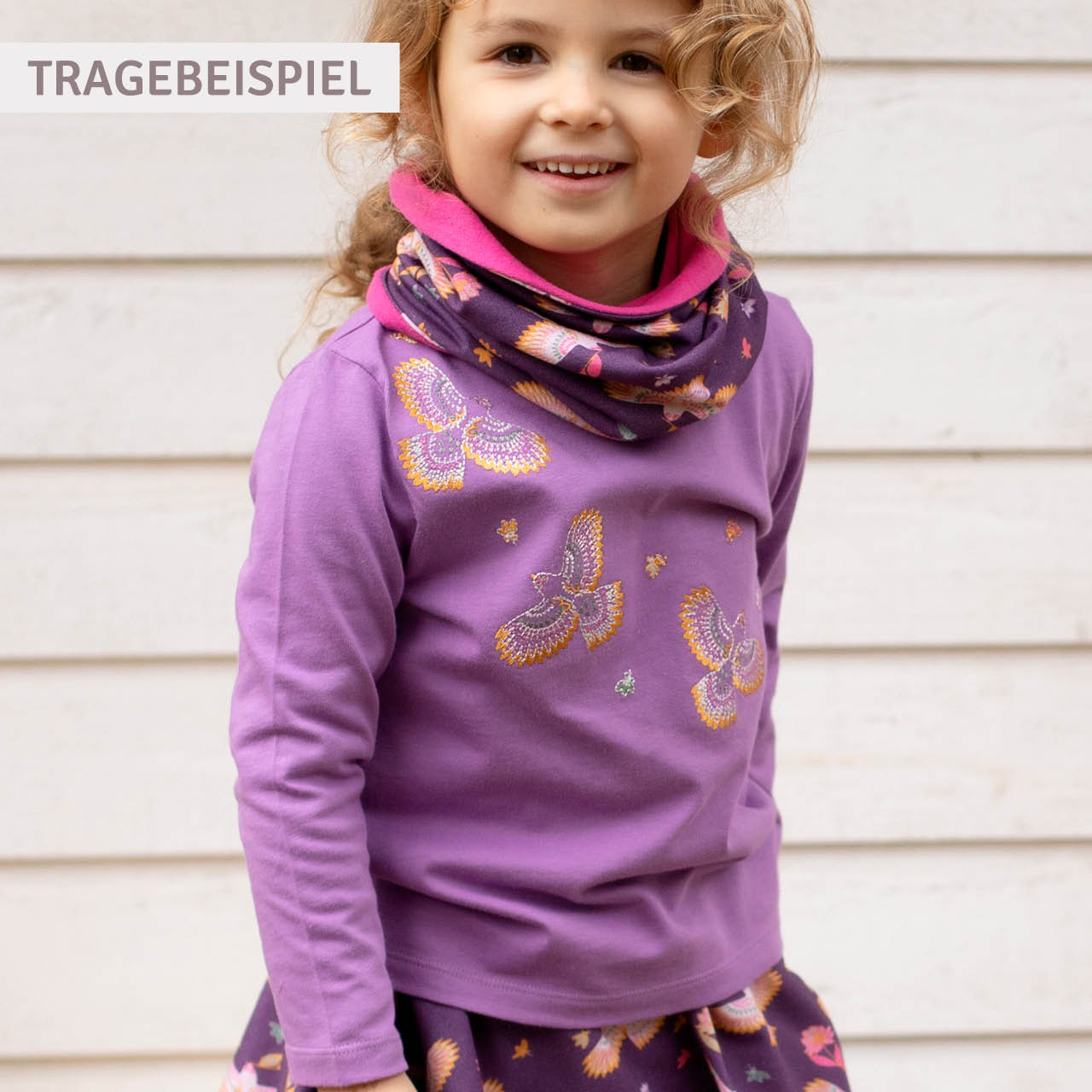 Langarmshirt Pferde-Stickerei violett