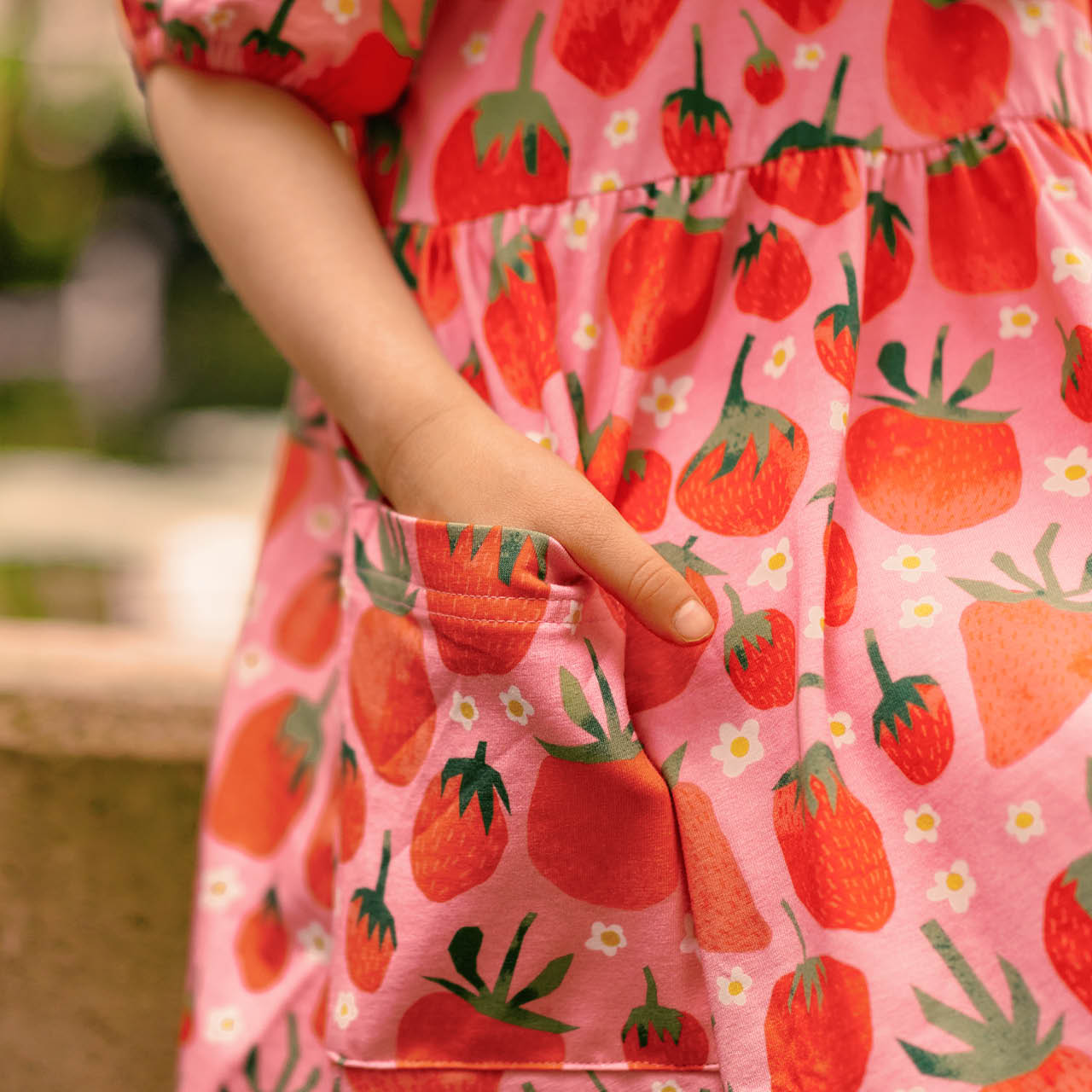 Sommer Kleid Erdbeeren rosa