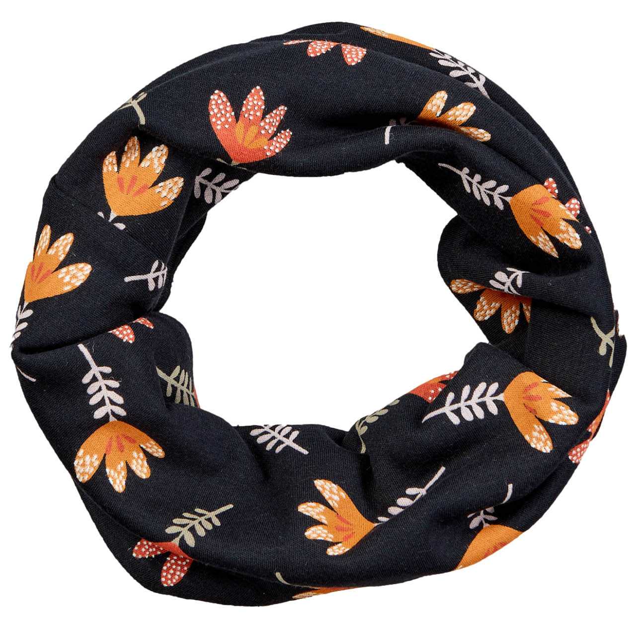 Schlauchschal Blumen schwarz